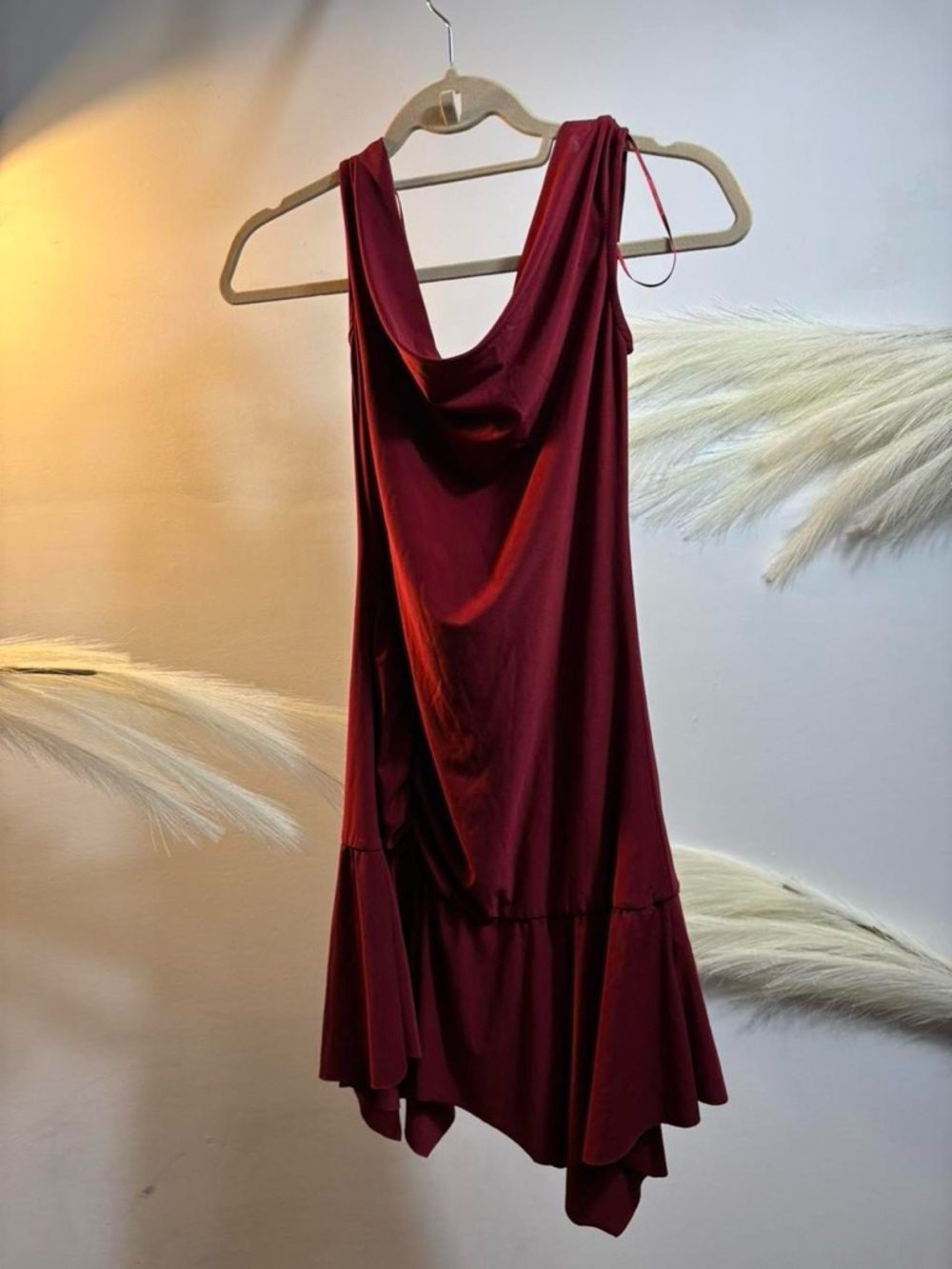 (#99) Pull&Bear Draped Asymmetrical Dress - Burgundy